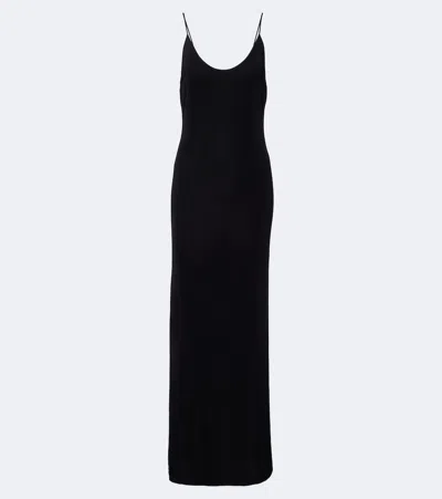 Saint Laurent Jersey Maxi Dress In Black