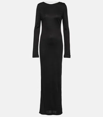 Saint Laurent Jersey Maxi Dress In Black