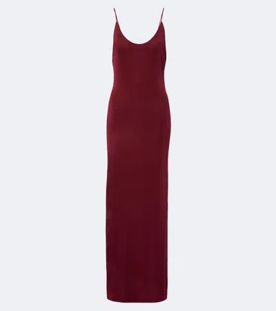 Saint Laurent Jersey Maxi Dress In Brown