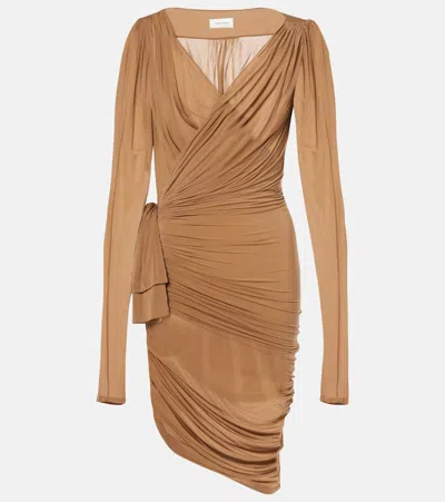 Saint Laurent Jersey Midi Dress In Brown