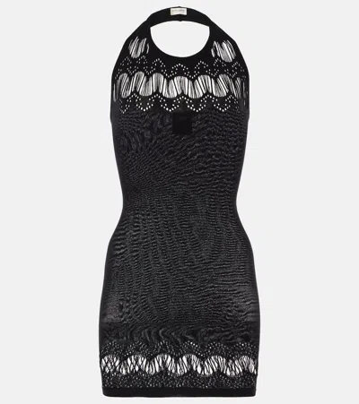 Saint Laurent Black Stretch Nylon Mini Dress