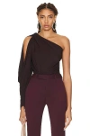 Saint Laurent Gathered One-shoulder Jersey Bodysuit In Aubergine