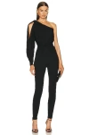 Saint Laurent One-shoulder Twist Jumpsuit In Noir