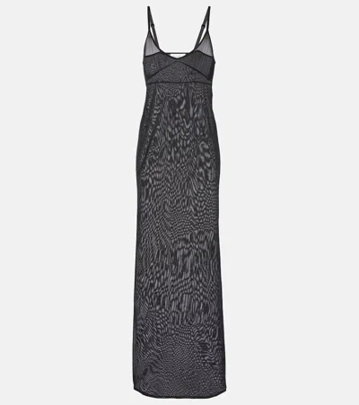 Saint Laurent Jersey Slip Dress In Black