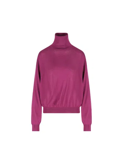 Saint Laurent Turtleneck Sweater In Purple