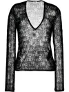 Saint Laurent Women's Pull Loose Col V Maille Dejaug In Black