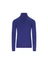 Saint Laurent Blue Cashmere Wool Blend Turtleneck Sweater In Blue