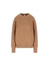 Saint Laurent Ribbed Crew-neck Sweater In Brown