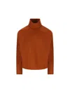 Saint Laurent Structured Shoulder Sweater Sweaters And Cardigans Orange In Brown