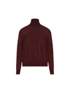 Saint Laurent Wool Turtleneck Sweater Long Sleeves In Red