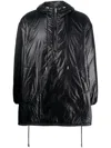 SAINT LAURENT JET BLACK OVERSIZED HOODED ANORAK JACKET FOR MEN IN NYLON