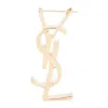 Saint Laurent Cassandre Chunky Logo Single Earring In Grey