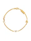 Saint Laurent Metal And Rhinestone Cassandre Heart Charm Bracelet Accessories In Strass