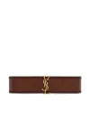 Saint Laurent Men's Cassandre Leather Bracelet In Brown