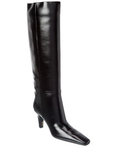 Saint Laurent Jill 75 Leather Knee-high Boot In Black