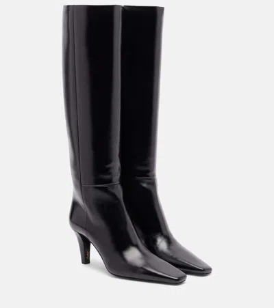 Saint Laurent Jill 75 Leather Knee-high Boots In Black