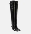 Saint Laurent Jill 75 Leather Over-the-knee Boots In Black