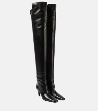 Saint Laurent Jill 75 Leather Over-the-knee Boots In Black