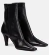 Saint Laurent Josie Embellished Leather Ankle Boots In Noir