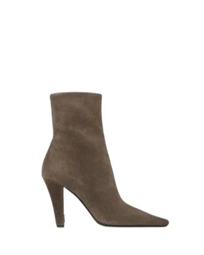 Saint Laurent Jill 95 Booties In Brown