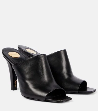 Saint Laurent Jill 95 Nappa Leather Mules In Black