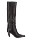 Saint Laurent Jill Pointed-toe Boots In Brown