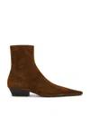 Saint Laurent Jill Suede Ankle Boots In Brown