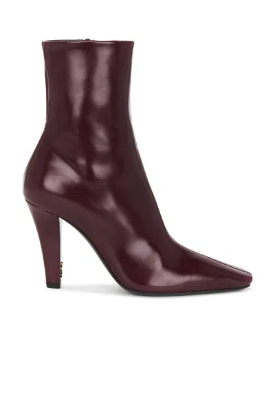 Saint Laurent Jill Patent-leather Ankle Boots In Vintage Burgundy