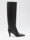 Saint Laurent Jill Calfskin Knee Boots In Black