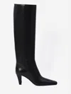 Saint Laurent Jill Calfskin Knee Boots In Black
