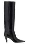 Saint Laurent Knee Length Stiletto Heel Pointed Toe Boots In Multi