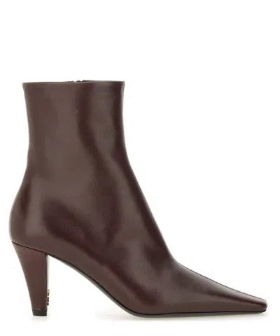 Saint Laurent Jill Heeled Boots In Brown