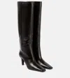 Saint Laurent Jill Calfskin Knee Boots In Black