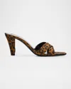 Saint Laurent 'jill' Mules In Animal Print In Manto Naturale