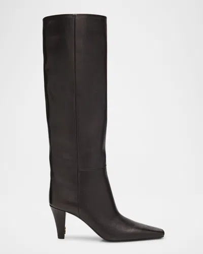Saint Laurent Jill Smooth Leather Knee-high Boots In Black