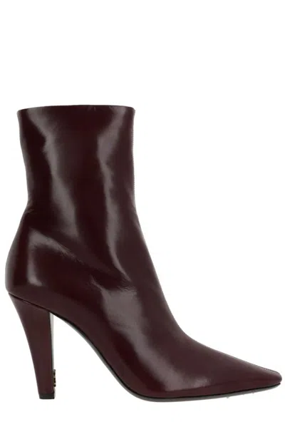 Saint Laurent 95mm Jill Ankle Boots In Red