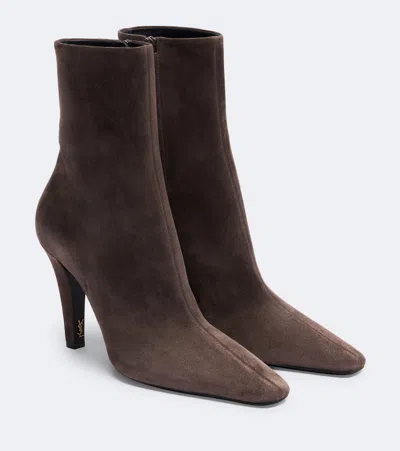 Saint Laurent Jill Suede Ankle Boots In Multi