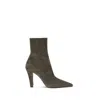 Saint Laurent Jill Suede Ankle Boots In Brown