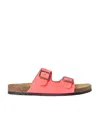 Saint Laurent Jimmy Buckle Flat Sandals In Pink