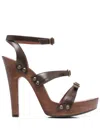 Saint Laurent Joan 100 Plateau-sandalen In Brown