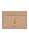 Saint Laurent Cassandre Card Case In Lambskin In Neutral