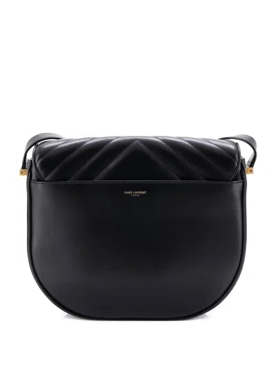 Pre-owned Saint Laurent Joan Matelasse Chevron Leather Medium Satchel In Black