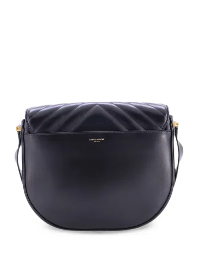 Pre-owned Saint Laurent Joan Matelasse Chevron Leather Medium Satchel In Black