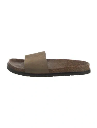 Pre-owned Saint Laurent Joan Suede Slide Suede Slides In Brown