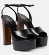 Saint Laurent Jodie Leather Ankle-strap Platform Sandals In Noir