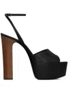 Saint Laurent Jodie Leather Ankle-strap Platform Sandals In Schwarz