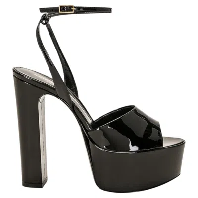 Pre-owned Saint Laurent Jodie Peep Toe Platform Heels Pump It40 In Black