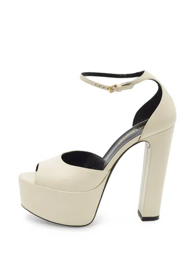 Pre-owned Saint Laurent Jodie Platform Sandals In Neutrals