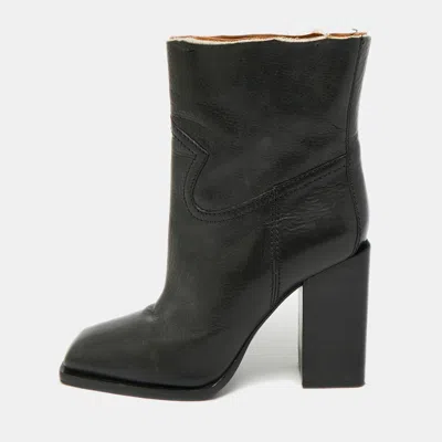 Pre-owned Saint Laurent Jodie Size 38 Black Leather Ankle Length Boots