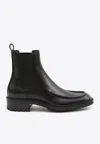 Saint Laurent 25mm Joe Pull-tab Square-toe Chelsea Boots In Black